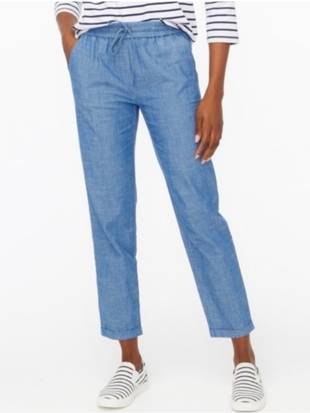 J. Crew Chambray Linen Blend Ankle Pants | 6